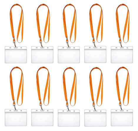 10 x Lanyard Umhängeband mit 10x Ausweishülle ZIP Kartenhalter horizontal & vertikal wasserdicht Ausweise Karten Schutzhülle 0,80mm flexibel